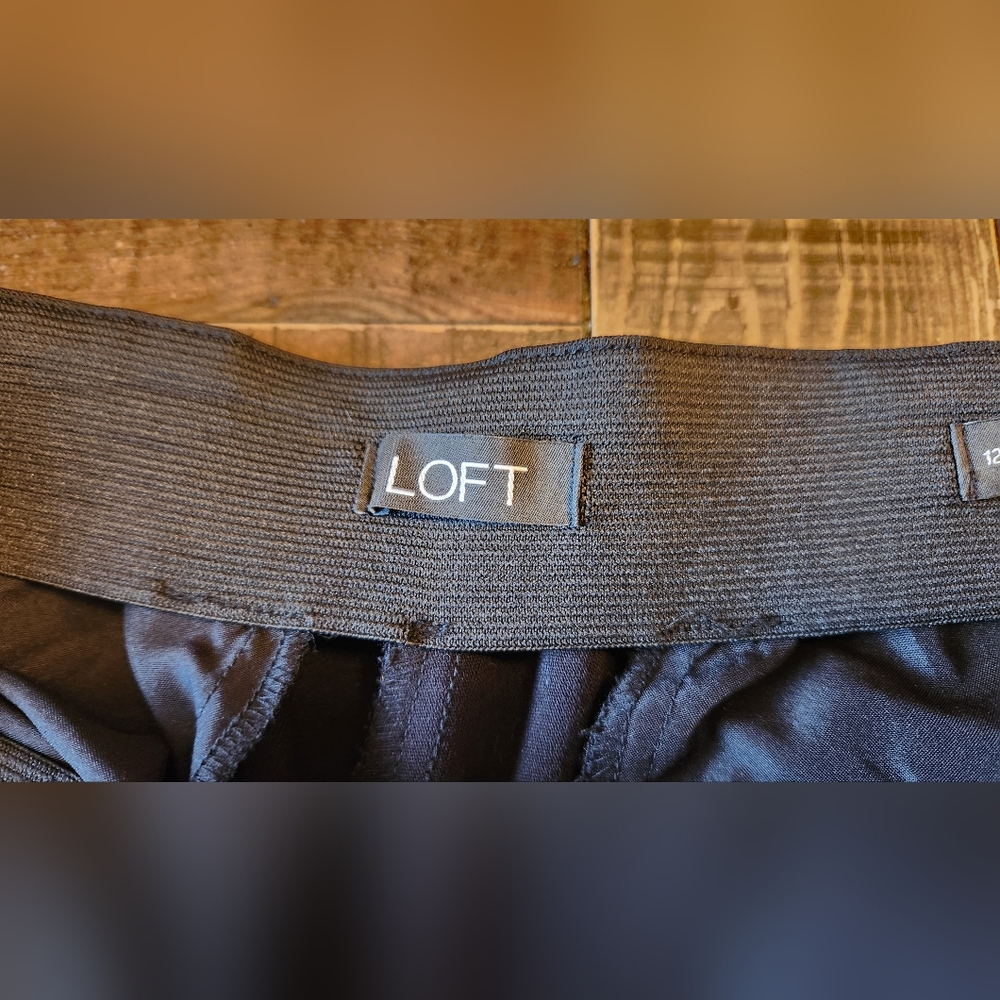 Loft Black High Waisted Straight Leg Dress Pants Trouser Size 12 Stretch - Picture 4 of 10